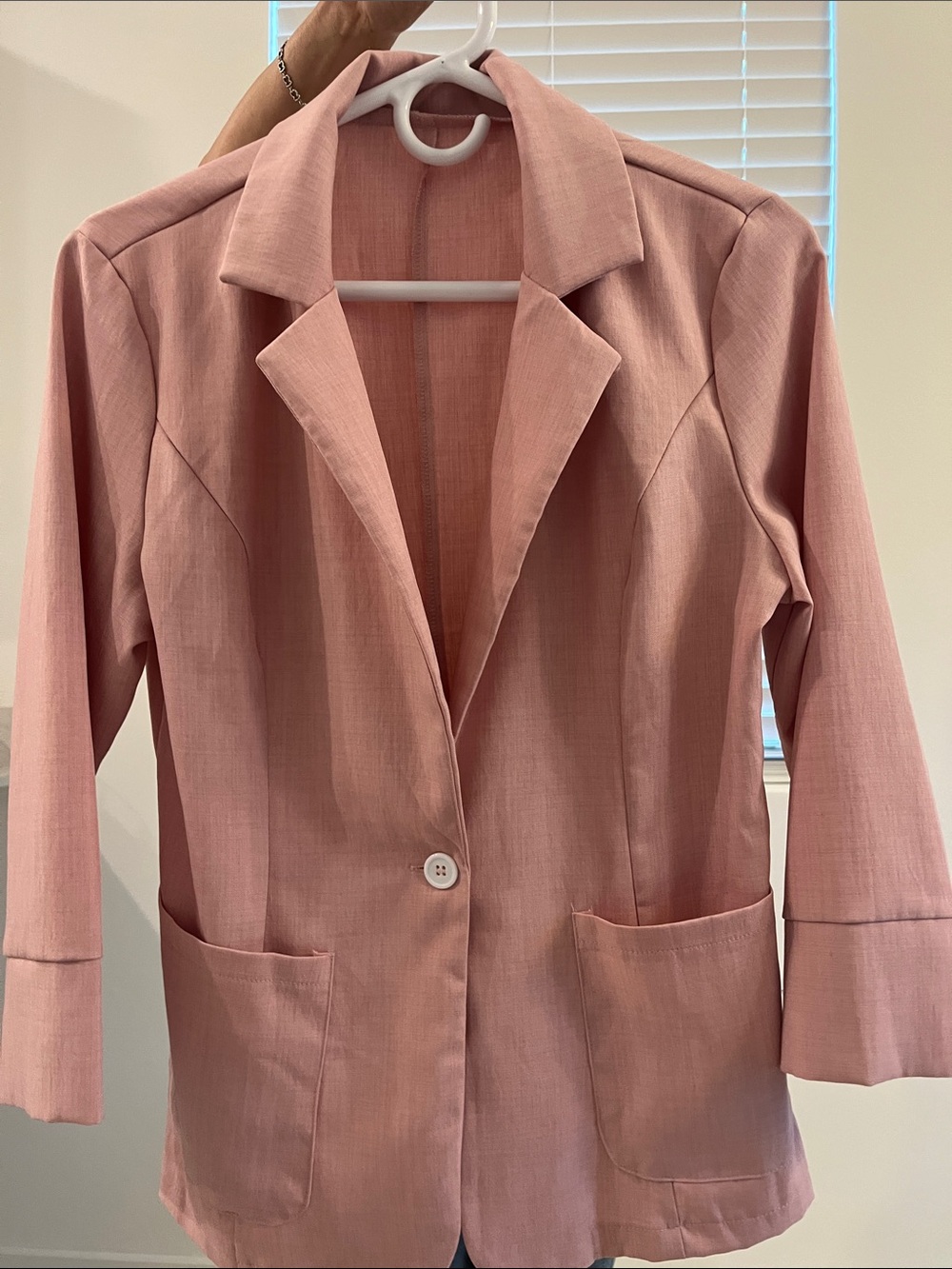 SHEIN Dusty Rose Single-Button Blazer